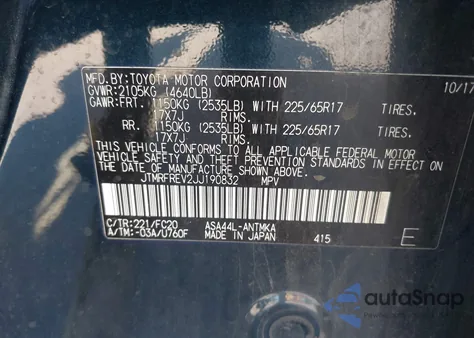 2018 Toyota Rav4 Xle from USA, damaged, VIN JTMRFREV2JJ190832